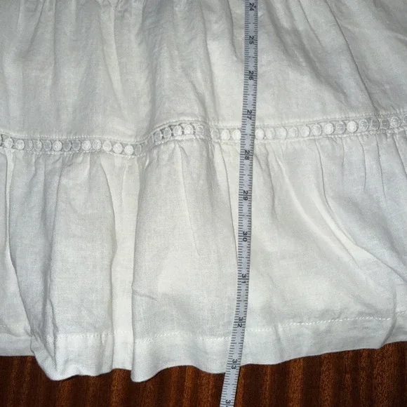 MAEVE Women's Linen Edition The Bettina Tiered White Mini Shirt Dress Size Small - Picture 12 of 12